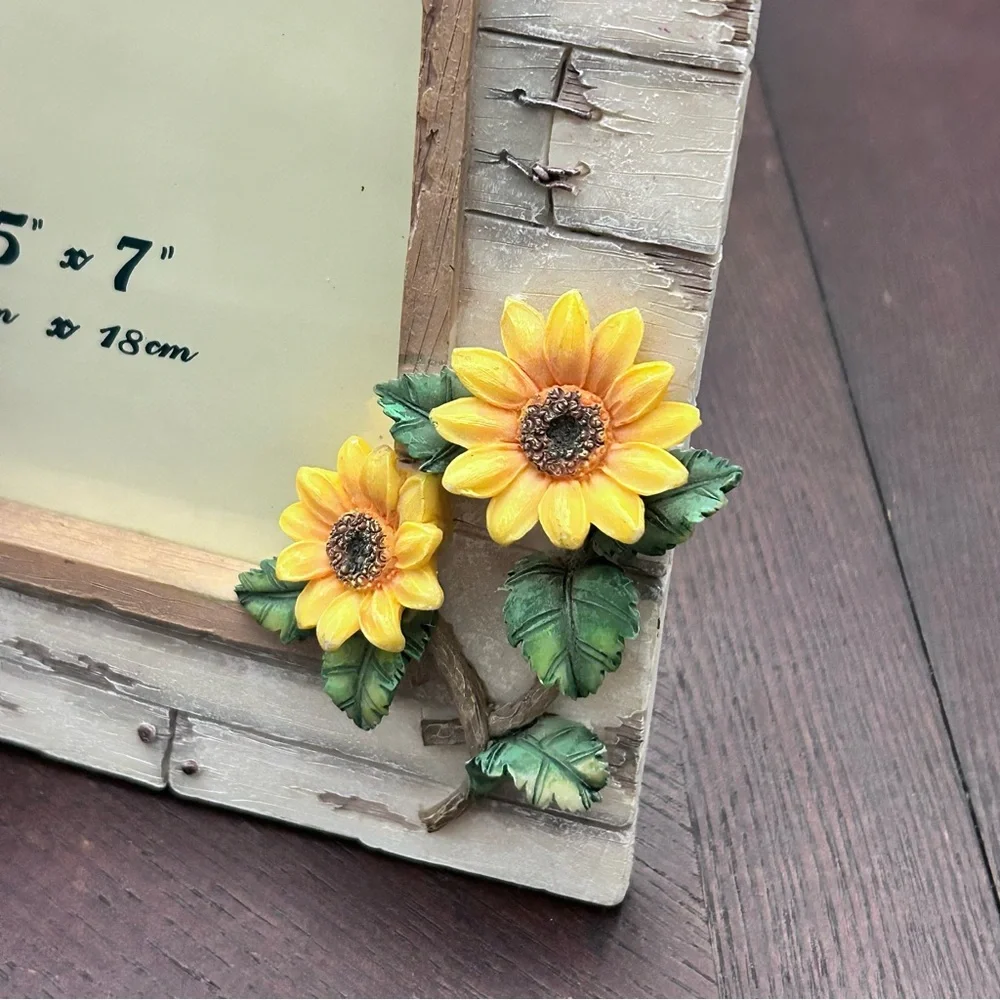 VTG A. Richesco Corporation Rooster Sunflower Resin 3D 5x7 Photo Frame Farmhouse